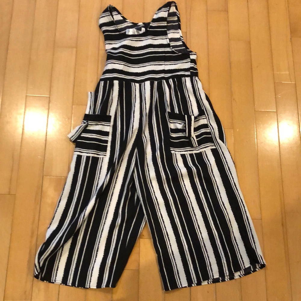 Black and white striped jumpsuit